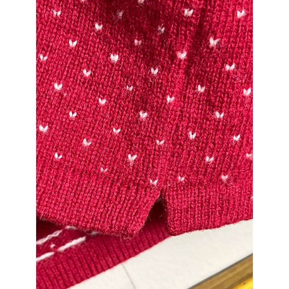 Eddie Bauer Wool Vest Fairisle Knit Red Vtg Heritage Equestrian Academia Wom XS - Picture 6 of 12